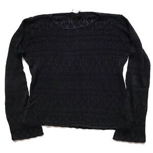 Worthington black lacy crochet pullover sweater witchy grunge size large